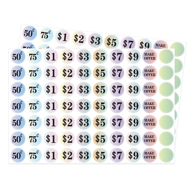 Starboling Garage Sale Stickers,1 inch Small Yard Sale Stickers,1400 Pcs Garage Sale Price Stickers,Gradient Color Flea Market Pre-Printed Pricing Stickers for Retail - Image 1